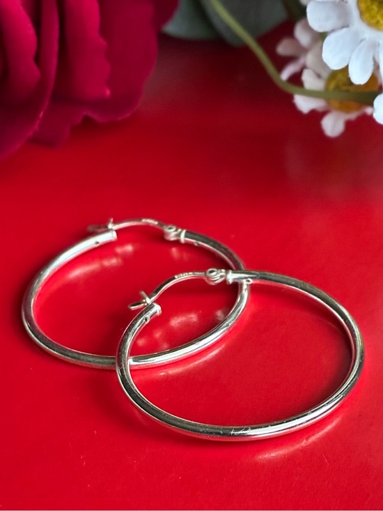 925 Sterling Silver Jewelry - 925 Silver Earrings,Polished Silver Hoop Earrings - Elegant Women's Jewelry